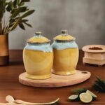 Sunset Glaze Ceramic Storage Jars – Set of 2