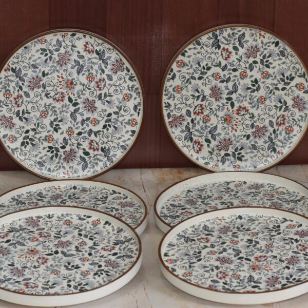 Rainbow Bloom Ceramic Dinner Plates – Handcrafted Floral Elegance (Set of 6)