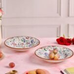 Rainbow Bloom Stoneware Small Pasta Plate – Set of 2