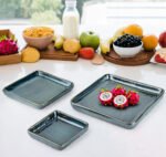 Vellara Glaze Green Ceramic Serving Trays – Set of 3 Fancy Square Platters for Snacks, Dry Fruits, Salads, and Desserts - Image 5
