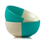 Two-Tone Sea Green & Ivory Ceramic Bowl