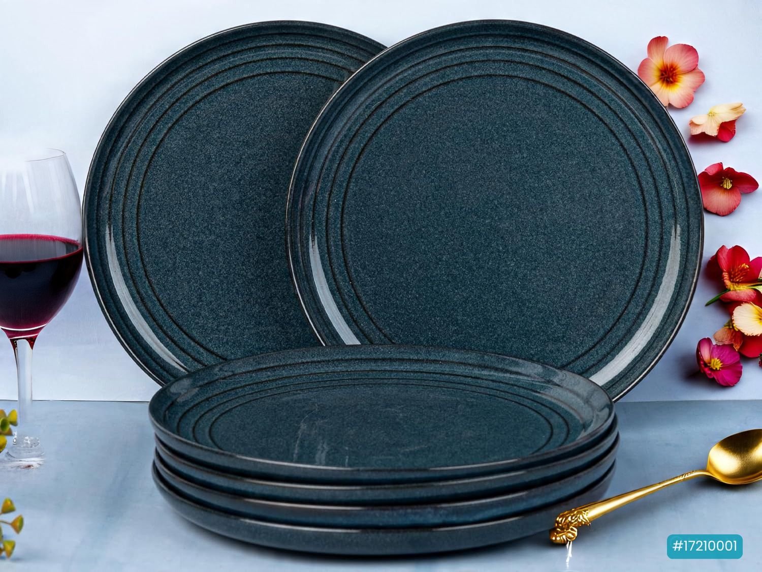 1 (4) Blue Lagoon Dinner Plate Set of 6 - Image 1