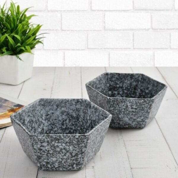 Granite Hex Ceramic Bowl Set