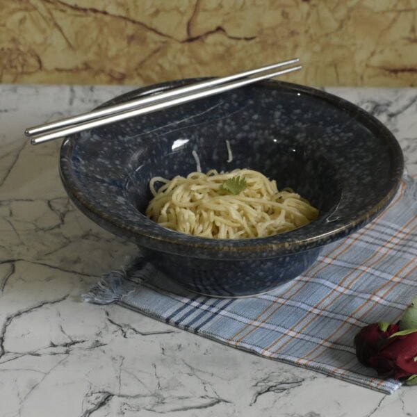 Midnight Speckle Pasta/Ramen Bowl – Deep Blue Stoneware