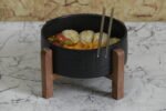 Black Ceramic Ramen Bowl with Wooden Stand - Image 2