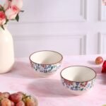 Meadow Bloom Stoneware Snack Bowls – Set of 6