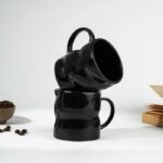 Black Ceramic Mug with Curved Grip Design || Set of 2 - Image 2