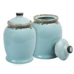 Aqua Mist Ceramic Storage Jar Set – Set of 2 - Image 2