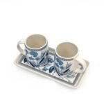 Blue Bloom Ceramic Cup & Tray Set - Image 3