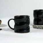 Black Ceramic Mug with Curved Grip Design || Set of 2 - Image 3