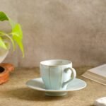 Celeste Lines Ceramic Cup & Saucer Set - Image 3