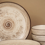 StoneWhirl Ceramic Dinner Set – 12 Piece Rustic Spiral Collection - Image 4