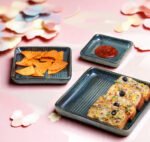Vellara Glaze Green Ceramic Serving Trays – Set of 3 Fancy Square Platters for Snacks, Dry Fruits, Salads, and Desserts