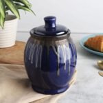 Indigo Drizzle Ceramic Jar