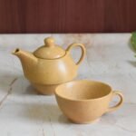 Golden Ochre Speckle Tea Set – Teapot & Cup Duo