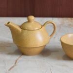 Golden Ochre Speckle Tea Set – Teapot & Cup Duo - Image 4