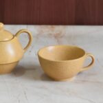 Golden Ochre Speckle Tea Set – Teapot & Cup Duo - Image 3