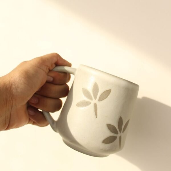 Floral Etched Mug – Ivory
