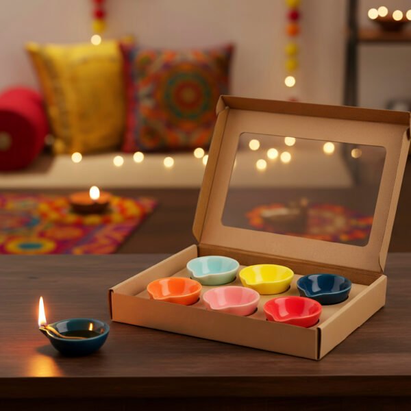 Ceramic Teardrop Diya Set (Set of 10)