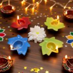 Ceramic Lotus Diya - set of 6