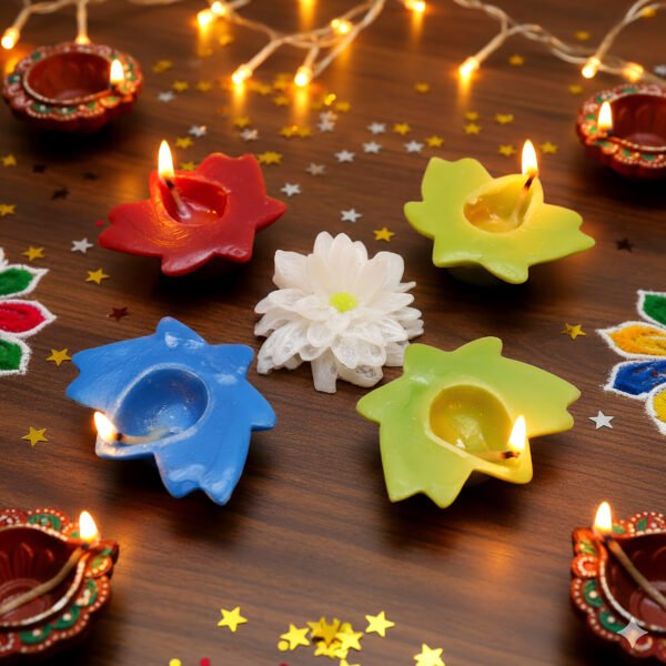 Ceramic Lotus Diya - set of 6