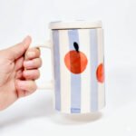 Peach Pop Ceramic Mug with Lid - Image 4