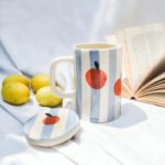 Peach Pop Ceramic Mug with Lid