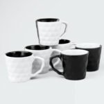 Minimalist Ceramic Tea Cup | Durable White Coffee Mug with Black Interior | Compact Modern Drinkware for Home & Office