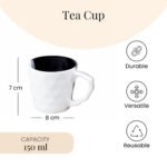 Minimalist Ceramic Tea Cup | Durable White Coffee Mug with Black Interior | Compact Modern Drinkware for Home & Office - Image 5
