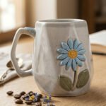 Vellara Grey Sunflower Ceramic Coffee Mug (300 ml)