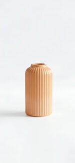 Elegant Ribbed Ceramic Flower Vase for Living Room Décor | Modern Beige Table Centerpiece Vase for Home & Office Styling - Image 3