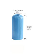 Elegant Ribbed Ceramic Flower Vase for Living Room Décor | Modern Blue Table Centerpiece Vase for Home & Office Styling - Image 3