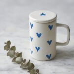 Vellara Blue Heart Lid Ceramic Coffee Mug