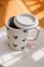 Vellara Blue Heart Lid Ceramic Coffee Mug - Image 4