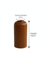 Elegant Ribbed Ceramic Flower Vase for Living Room Décor | Modern Brown Table Centerpiece Vase for Home & Office Styling - Image 3