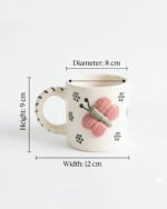 Handcrafted 3D Butterfly Ceramic Coffee Mug – Aesthetic Cute Tea Cup for Home & Gift - Image 4