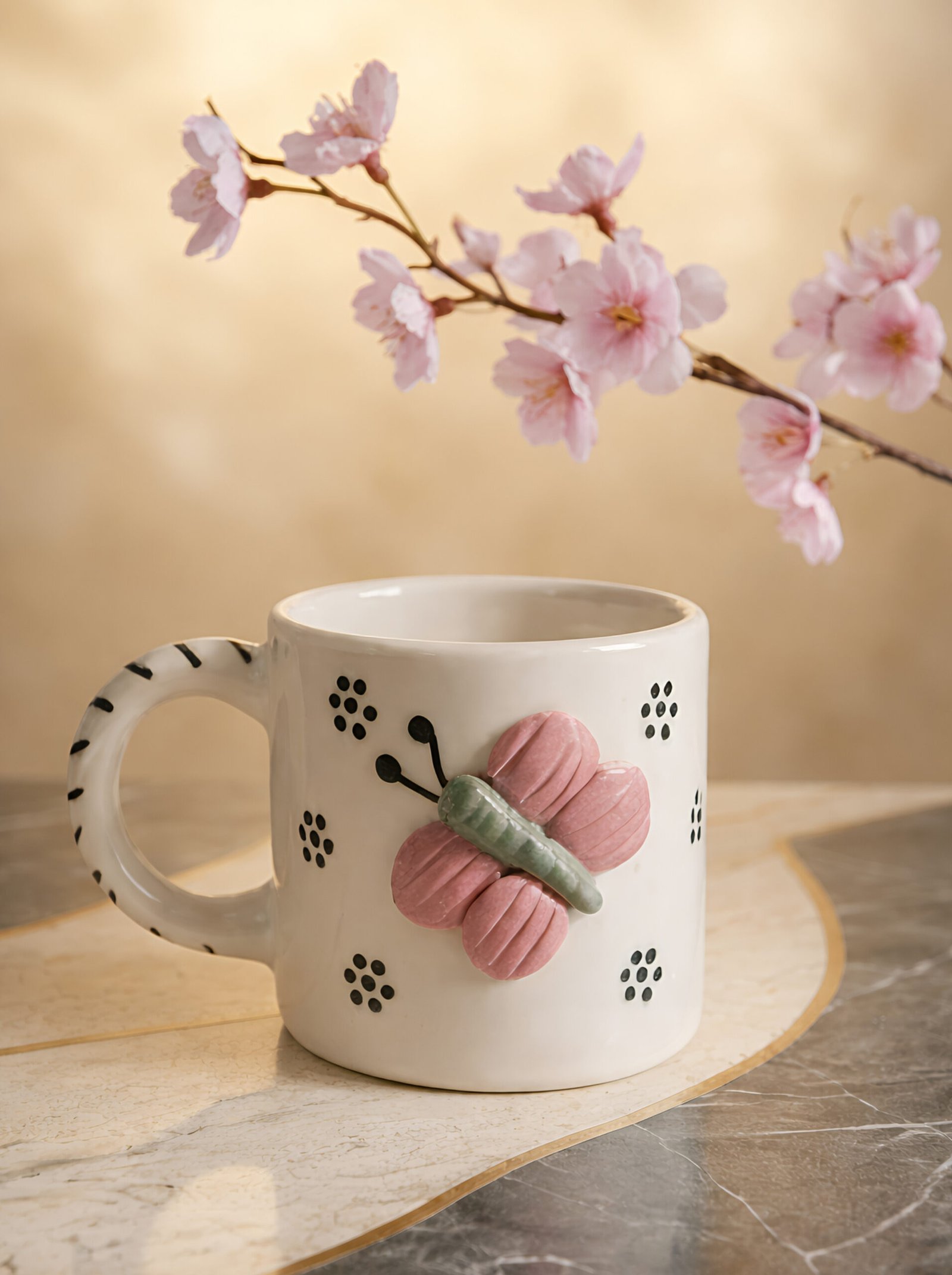 1000144562 Handcrafted 3D Butterfly Ceramic Coffee Mug – Aesthetic Cute Tea Cup for Home & Gift - Image 1