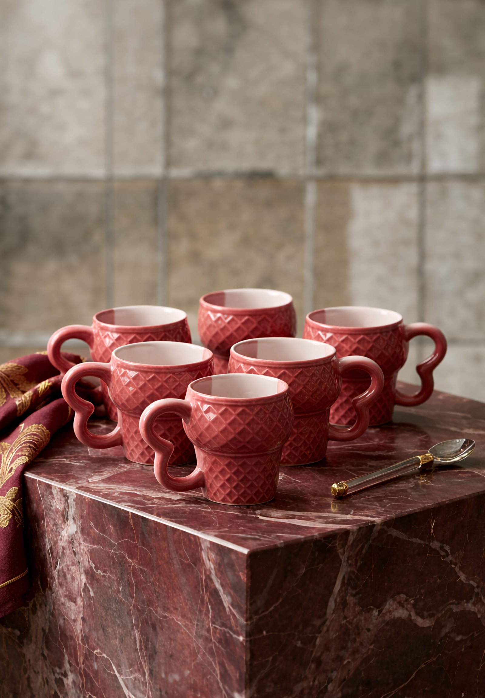 1000144806 Minimalist Ceramic Tea Cup 150 ml | Durable White Coffee Mug with Cherry Interior | Compact Modern Drinkware for Home & Office - Image 1