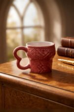 Minimalist Ceramic Tea Cup 150 ml | Durable White Coffee Mug with Cherry Interior | Compact Modern Drinkware for Home & Office - Image 3