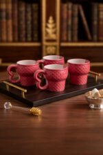 Minimalist Ceramic Tea Cup 150 ml | Durable White Coffee Mug with Cherry Interior | Compact Modern Drinkware for Home & Office - Image 2