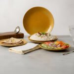Premium Textured Ceramic Dinner Plates Set of 6 – Elegant Gloss Finish Serving Plates for Dining & Kitchen
