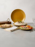 Premium Textured Ceramic Dinner Plates Set of 6 – Elegant Gloss Finish Serving Plates for Dining & Kitchen