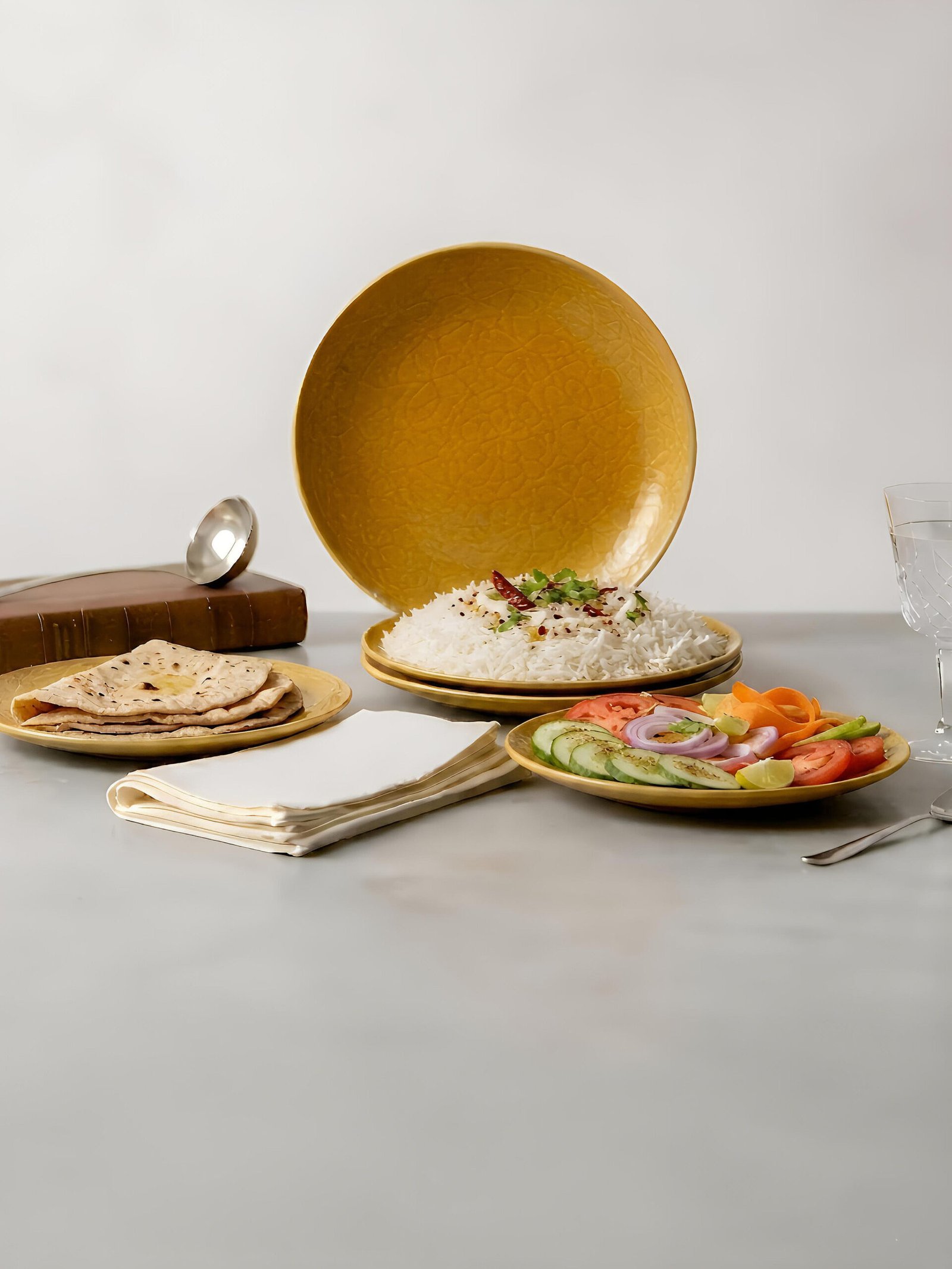 1000146314 (1) Premium Textured Ceramic Dinner Plates Set of 6 – Elegant Gloss Finish Serving Plates for Dining & Kitchen - Image 1