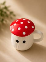 Cute Mushroom Lid Ceramic Coffee Mug with 3D Ghost Design | Aesthetic Tea Cup with Lid for Coffee, Tea & Hot Chocolate - Image 4