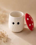 Cute Mushroom Lid Ceramic Coffee Mug with 3D Ghost Design | Aesthetic Tea Cup with Lid for Coffee, Tea & Hot Chocolate - Image 2