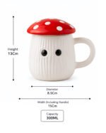 Cute Mushroom Lid Ceramic Coffee Mug with 3D Ghost Design | Aesthetic Tea Cup with Lid for Coffee, Tea & Hot Chocolate - Image 5