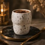 Minimalist Speckled Ceramic Coffee Mug | Modern White Handmade Tea Cup | Aesthetic Hot Beverage Mug for Home & Café
