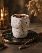 Minimalist Speckled Ceramic Coffee Mug | Modern White Handmade Tea Cup | Aesthetic Hot Beverage Mug for Home & Café