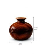 Amber Glow Ceramic Decorative Vase for Home Décor | Handcrafted Brown Round Flower Vase | Modern Tabletop Accent Pot - Image 4