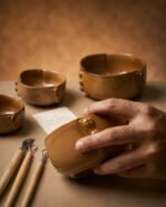 Rustic Brown Ceramic Serving Bowl Set with Divider | Premium Glazed Multipurpose Snack & Dry Fruit Bowls | Set of 4 - Image 4